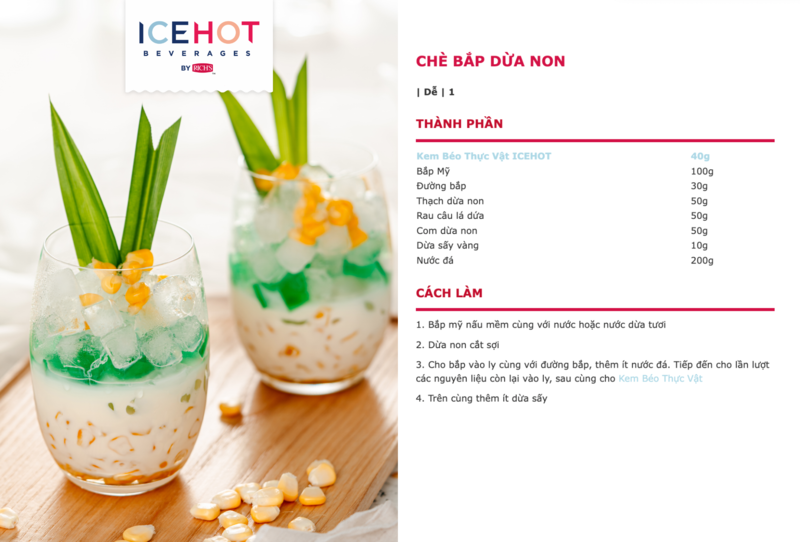 Công thức làm chè tráng miệng với kem béo thực vật Rich's ICE HOT