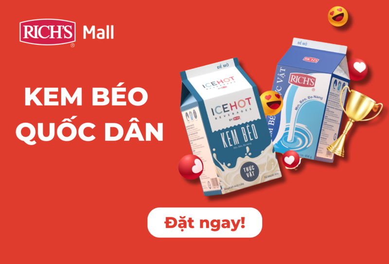 Bạn có thể dễ dàng đặt mua kem béo Rich's tại trang web của Rich's Việt Nam