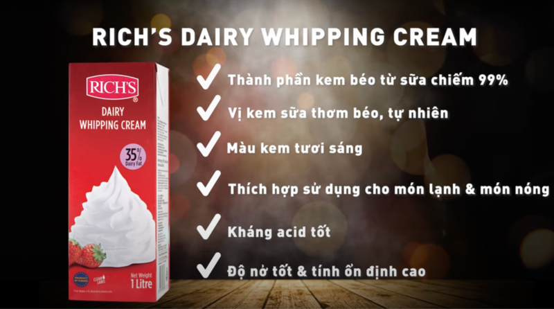 Đặc trưng của Whipping cream