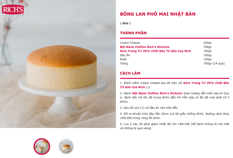 Ứng dụng whipping cream trong công thức làm bánh