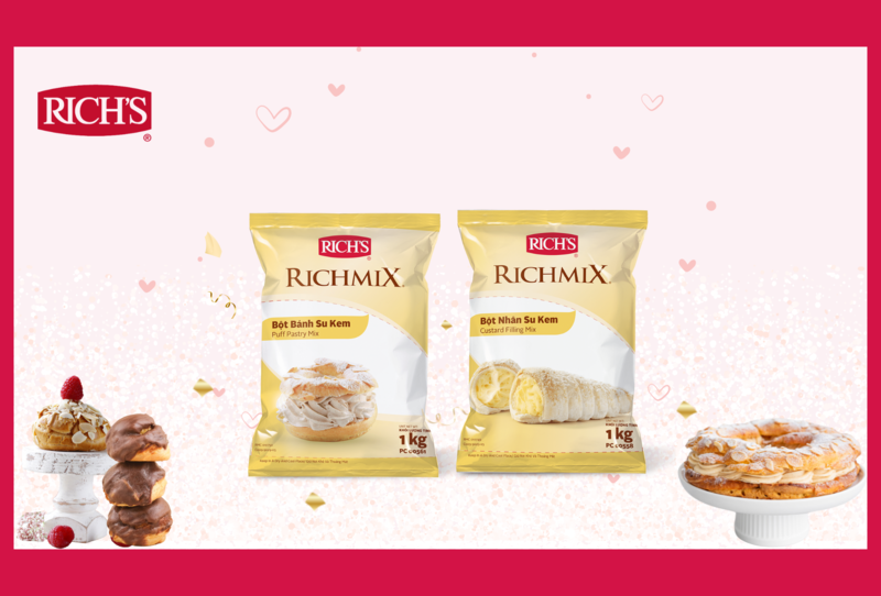 Bộ đôi bột bánh su Richmix sẽ giúp quá trình làm bánh su kem của bạn tiện lợi và đơn giản hơn