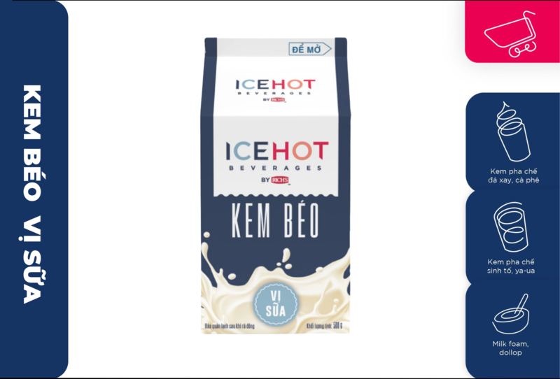 Kem béo vị sữa ứng dụng pha chế đá xay, cà phê, sinh tố, ya-ua, tạo milk foam, dollop