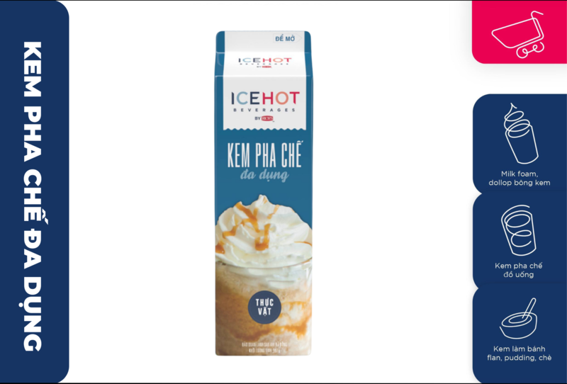 Kem pha chế đa dụng ICEHOT ứng dụng làm milk foam, pha chế đồ uống, làm bánh