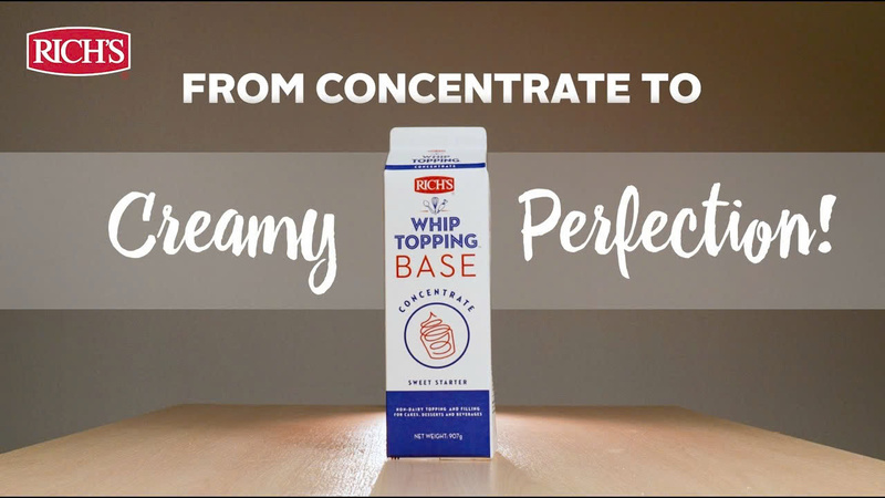 Rich's Whip Topping Base giúp bạn rút ngắn thời gian chuẩn bị nguyên liệu mà vẫn tạo ra kem Topping Cream bông đều, đặc mịn, bóng mướt