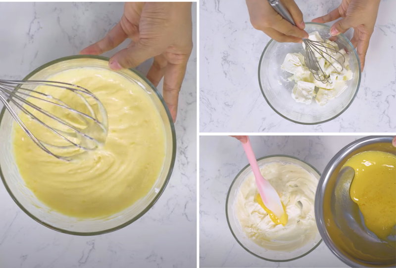 Bạn cần đánh hỗn hợp cream cheese đến khi hỗn hợp vàng mịn và đồng nhất
