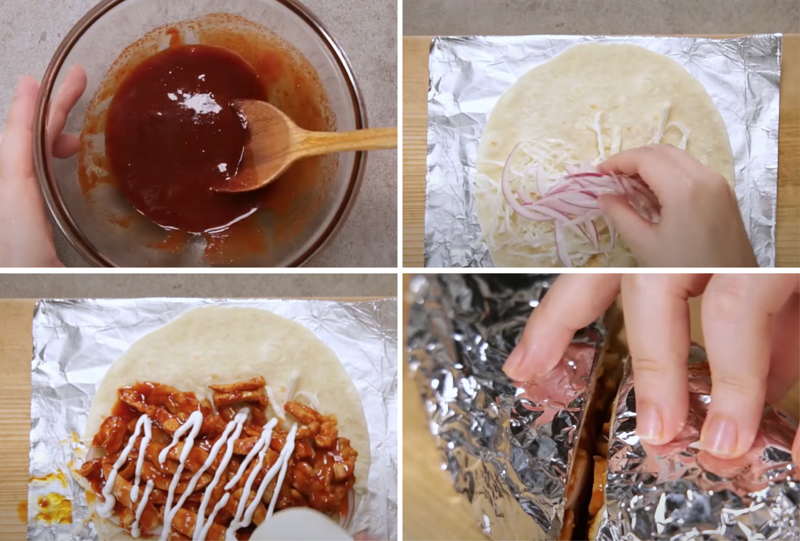 Bạn có thể làm bánh burrito gà nhanh gọn trong vòng 4 bước (Nguồn: Cookat Vietnam)