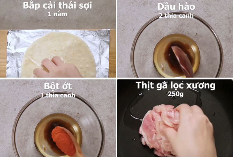 Một số nguyên liệu để chế biến nhân gà cho bánh burrito (Nguồn: Cookat Vietnam)