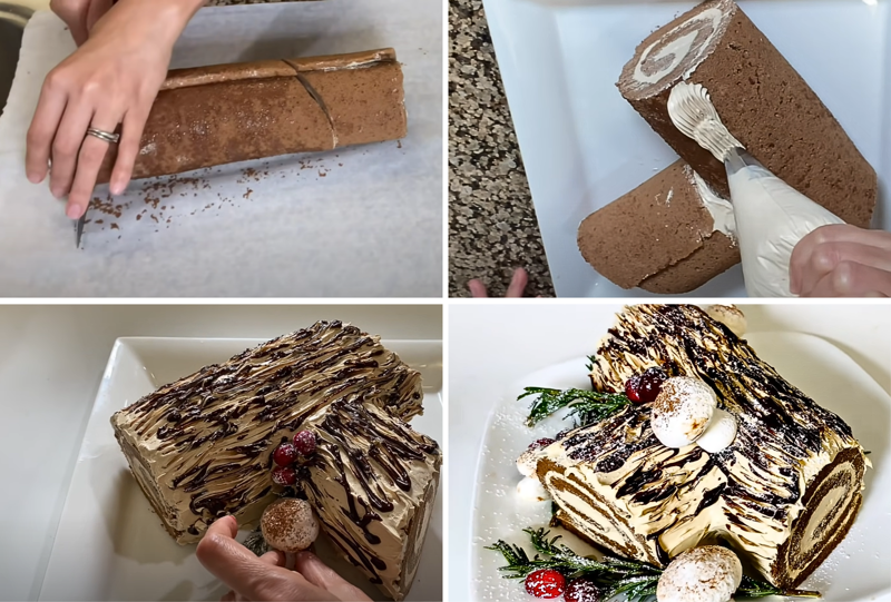 Bánh khúc gỗ vị cà phê trông cực kỳ hấp dẫn sau khi hoàn tất (Nguồn: Cam Thao)