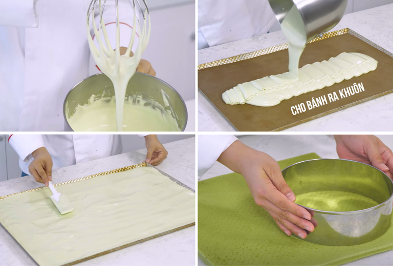 Các thao tác đánh bột và nhiệt độ nướng bánh mà bạn cần lưu ý để tạo hình cốt bánh tiramisu trà xanh