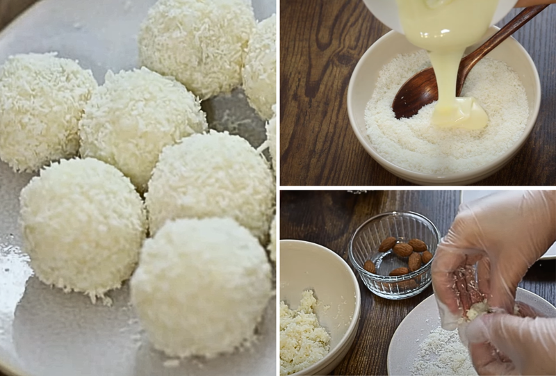 Làm bánh Raffaello để trang trí bánh khúc cây khá đơn giản chỉ với 2 bước (Nguồn: Sukie’s Kitchen)