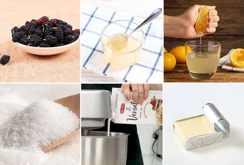 Những nguyên liệu cơ bản để làm bánh mousse dâu tằm thơm ngon khó cưỡng (Nguồn: Canva)
