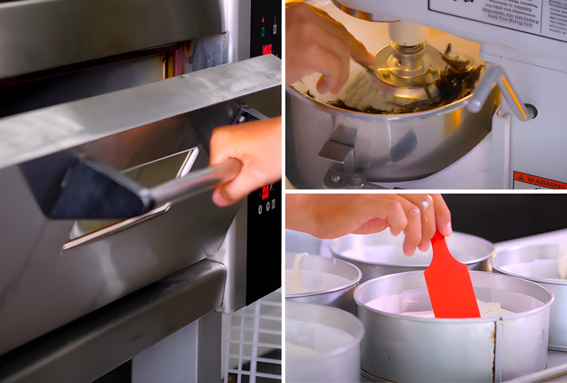 Vì đều là công thức sử dụng bột trộn sẵn từ Rich’s nên quá trình đánh bột sẽ khá giống nhau 