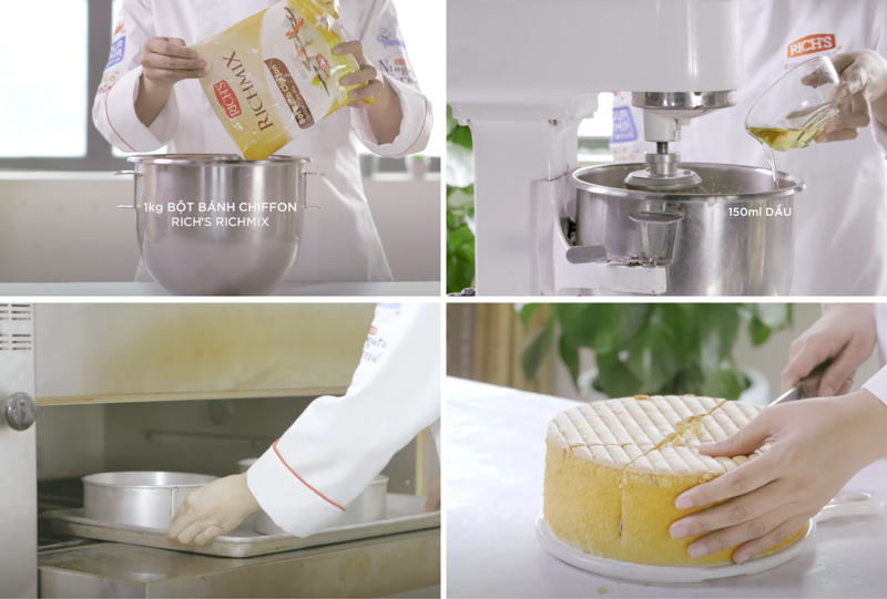 Với bột bánh trộn sẵn, quá trình làm cốt bánh chiffon trở nên dễ dàng hơn