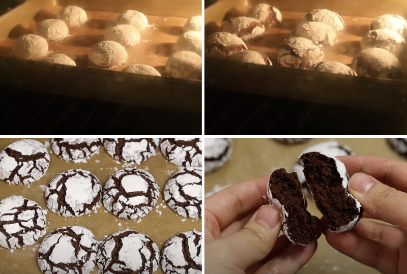 Bánh crinkle chocolate sau khi nướng xong có hương thơm lừng, dậy mùi socola