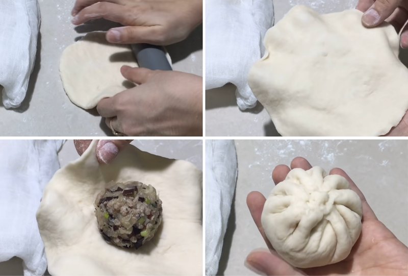 Cán mỏng vỏ bánh, bọc nhân và tạo hình cho bánh bao