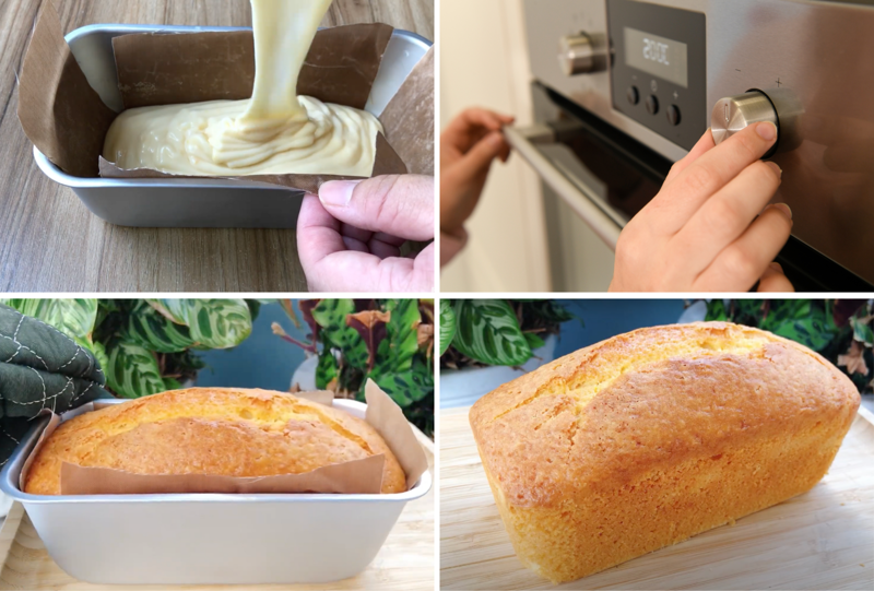 Đổ bánh vào khuôn và nướng bánh trong vòng 50 - 60 phút ở nhiệt độ 140°C