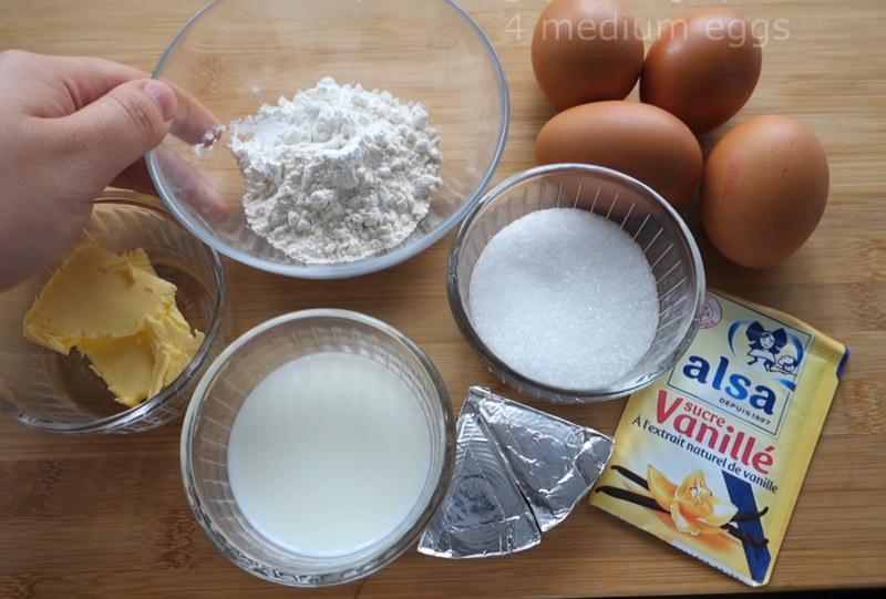 Nguyên liệu làm cốt bánh bông lan phủ phô mai chảy 